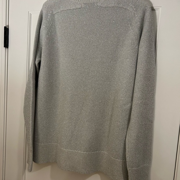 JCREW,Cashmere & metallic pullover sweater,,Large,worn once,silvergrey metallic - Picture 3 of 5